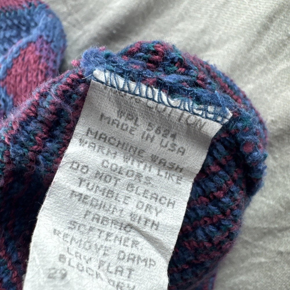 Vintage Isle of Cotton Sweater Mens M Diamond Blue Sweatshirt Cosby Grandpa 90s - Picture 6 of 6